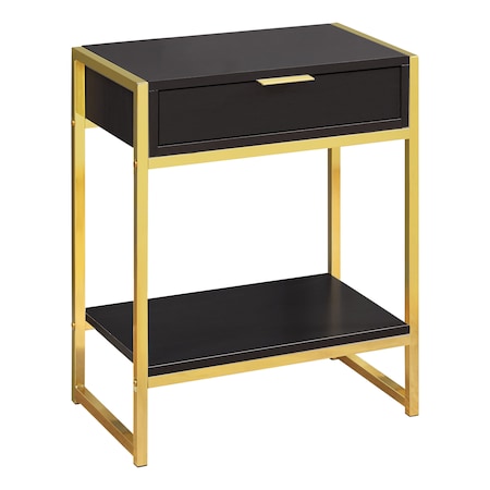 Monarch Specialties Accent Table - 24"H / Espresso / Gold Metal I 3486